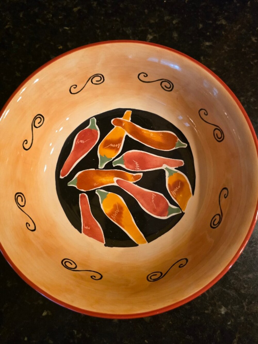 Vintage Inspirado Stonelite Southwest Chili Pepper 10" Pasta/ Serving Bowl